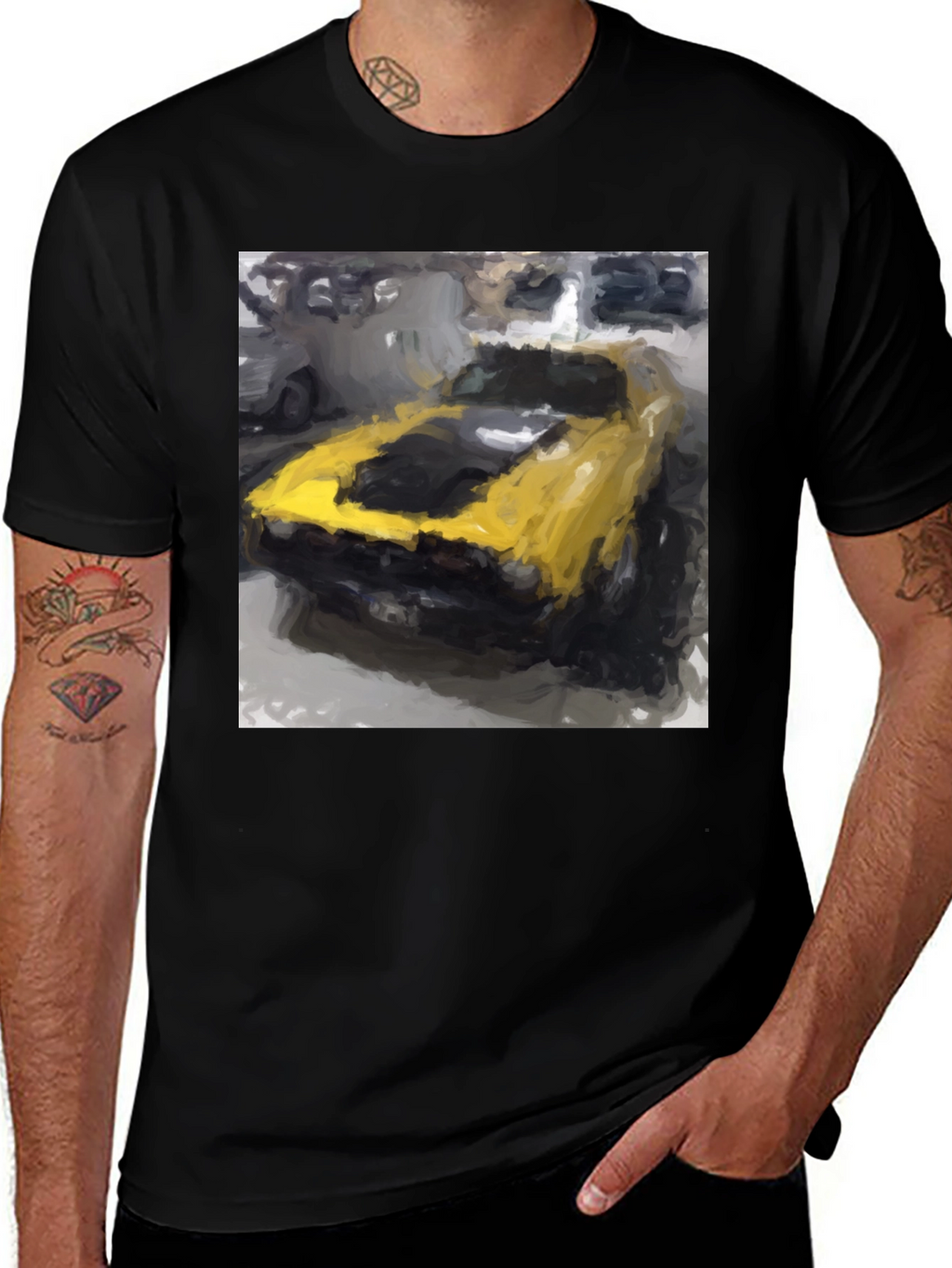 Yellow Mustang Muscle Car Graphic Tee