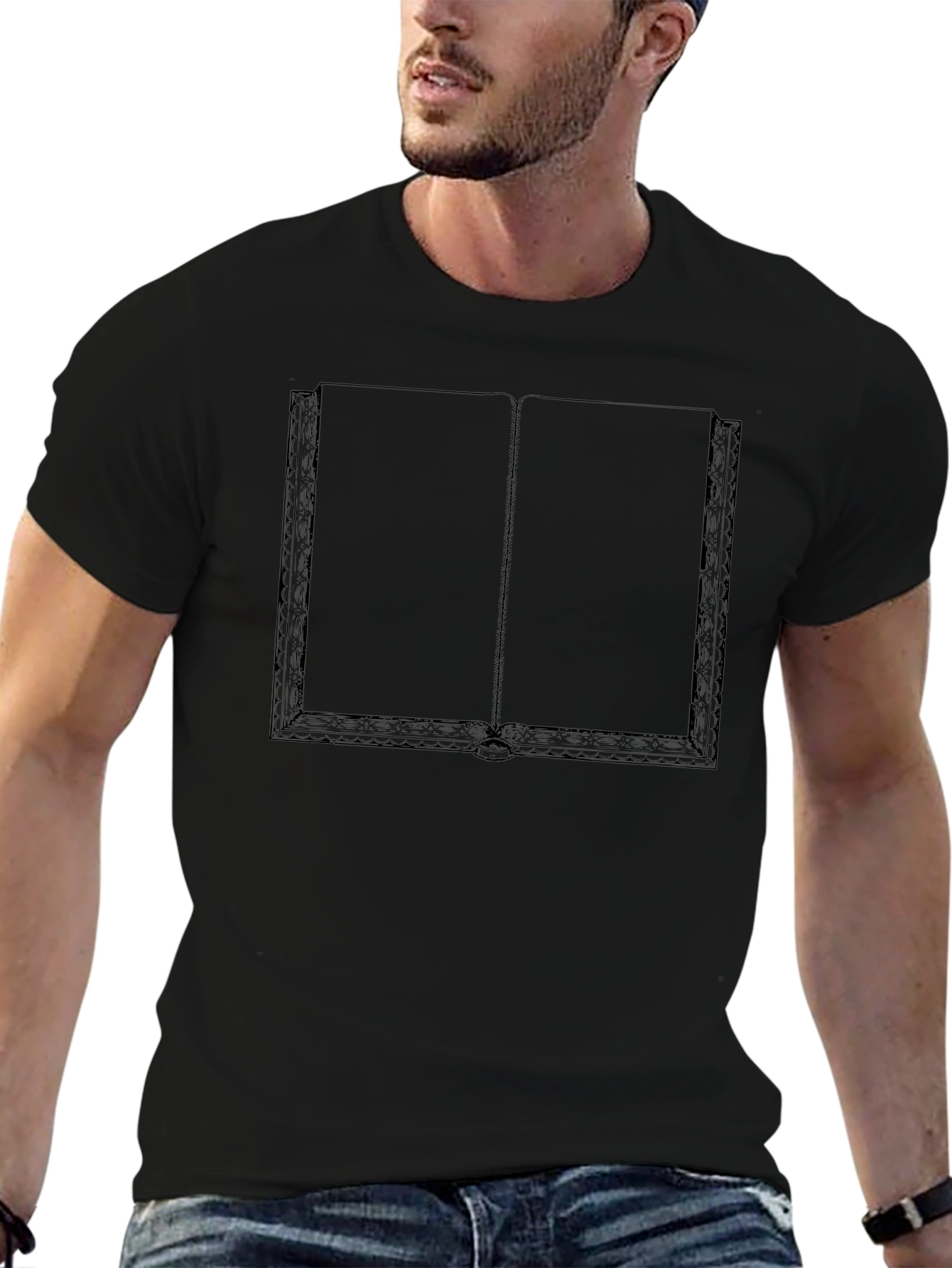 Open Book Graphic Tee - Black Novelty Shirt
