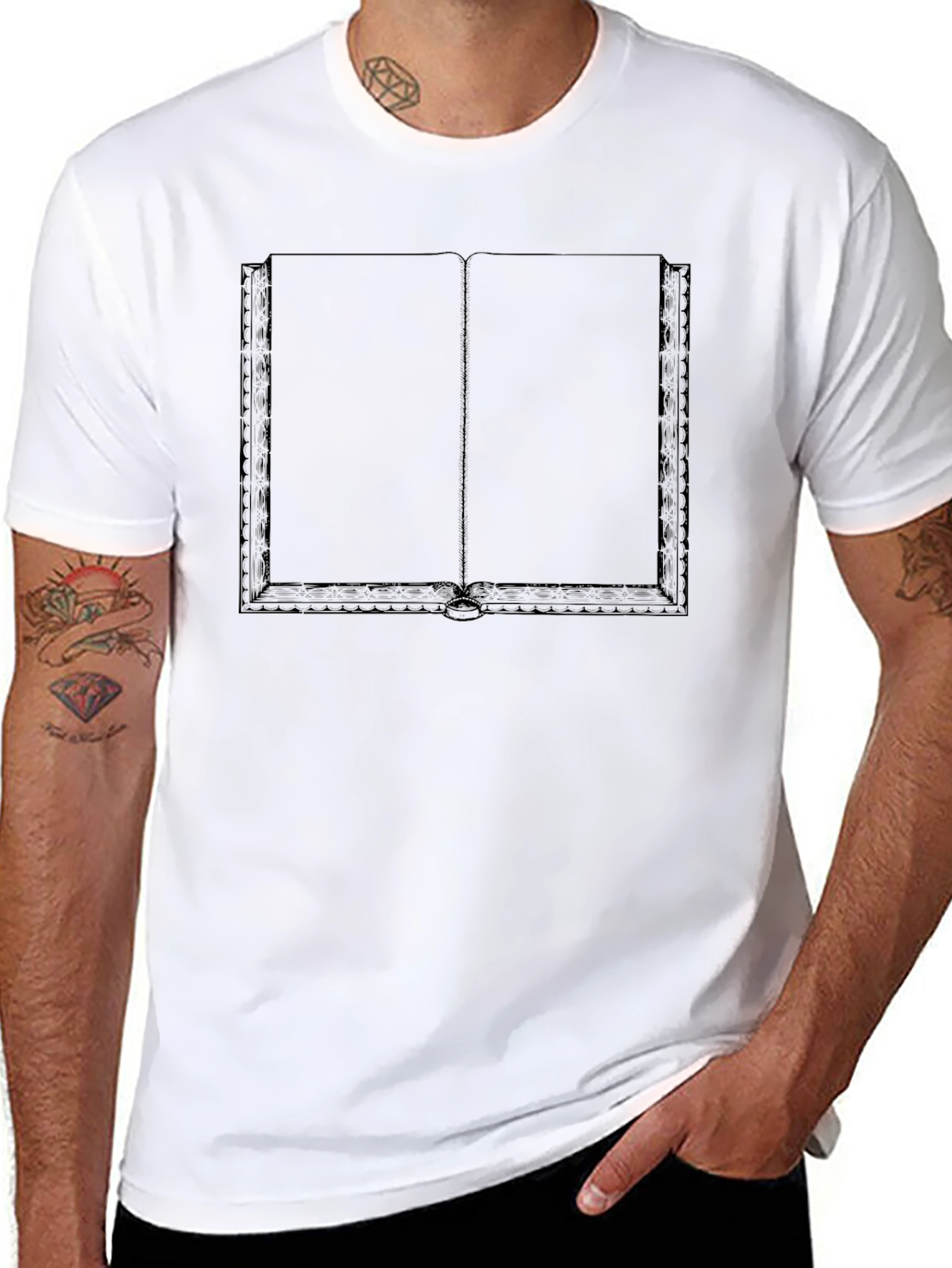 Open Book Graphic Tee - Black Novelty Shirt