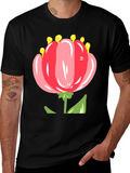 Floral T-Shirt: Pink Tulip Design