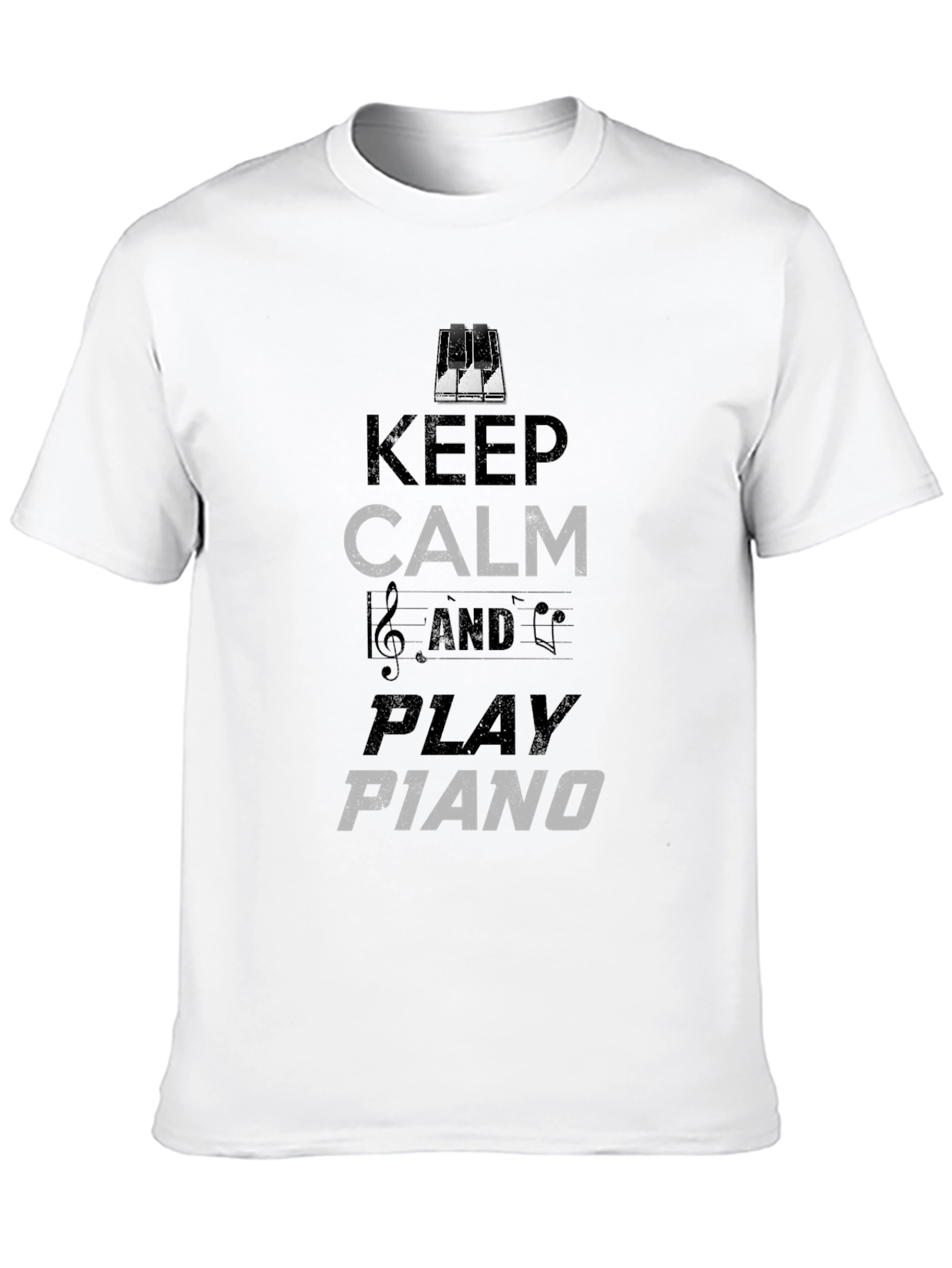Keep Calm Play Piano Graphic Tee - Black