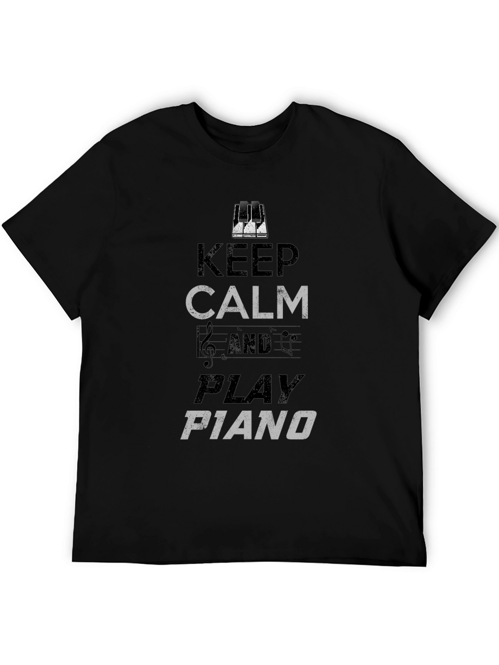 Keep Calm Play Piano Graphic Tee - Black