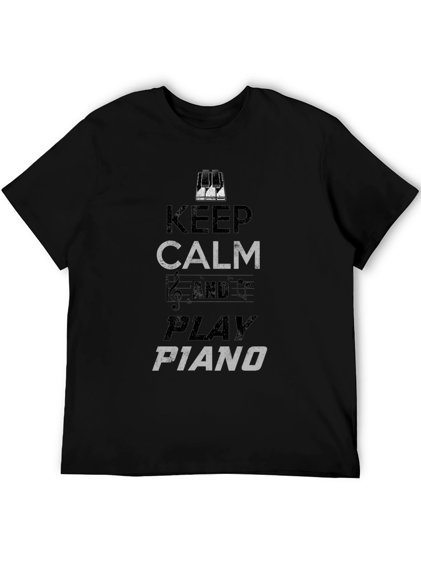 Keep Calm Play Piano Graphic Tee - Black