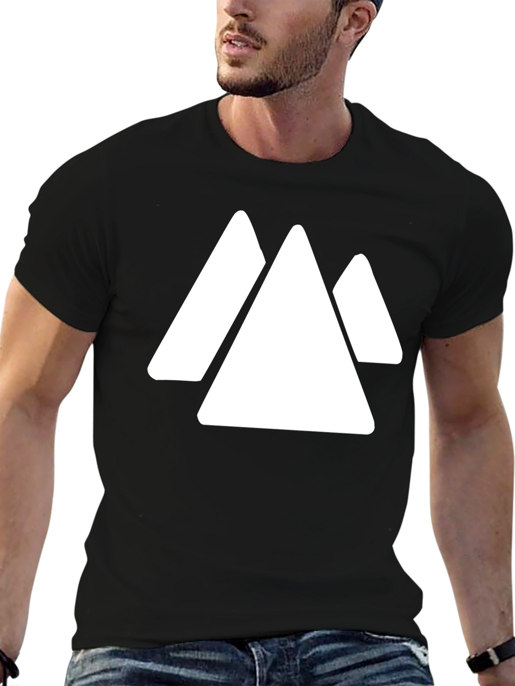 Geometric Mountain T-Shirt - Minimalist Black Tee