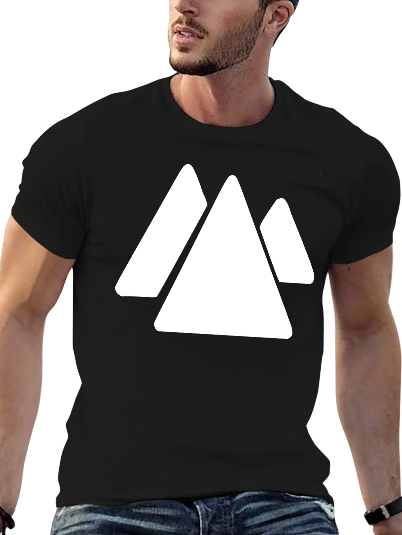Geometric Mountain T-Shirt - Minimalist Black Tee