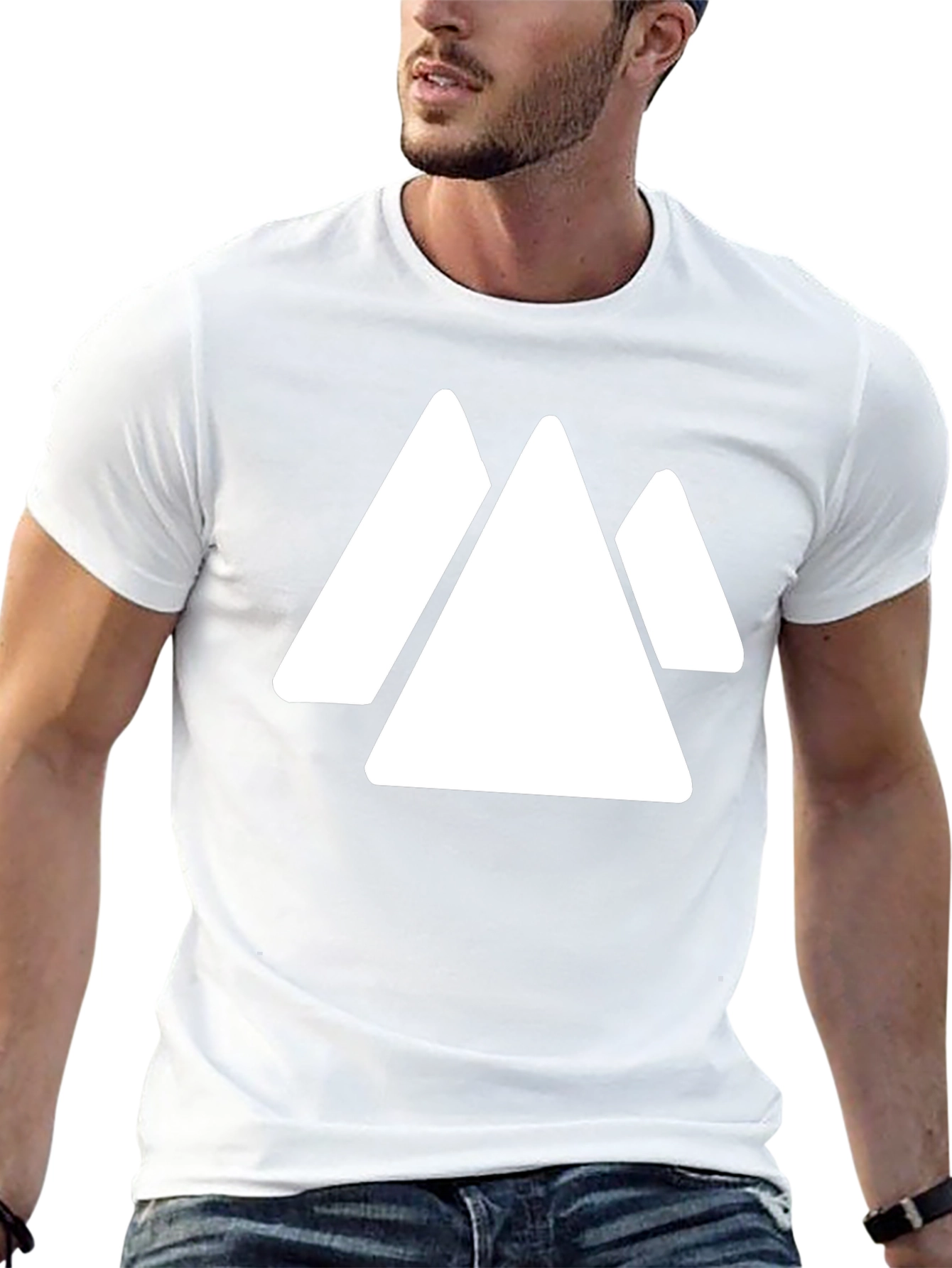 Geometric Mountain T-Shirt - Minimalist Black Tee