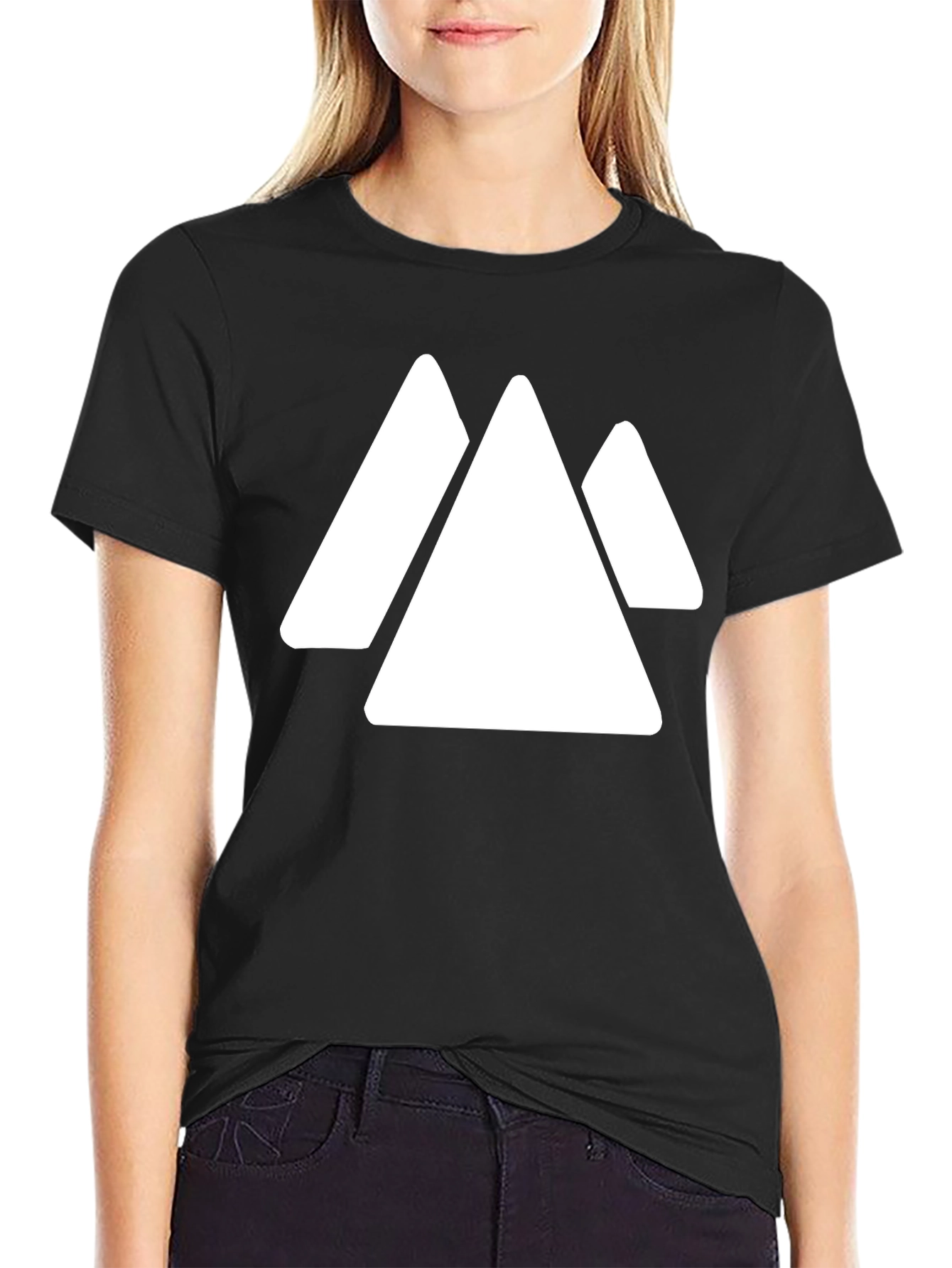 Geometric Mountain T-Shirt - Minimalist Black Tee