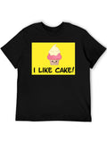 I Like Cake! Black T-Shirt with Cute Cupcake Graphic