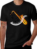 Musical Saxophone Keyboard Graphic T-Shirt