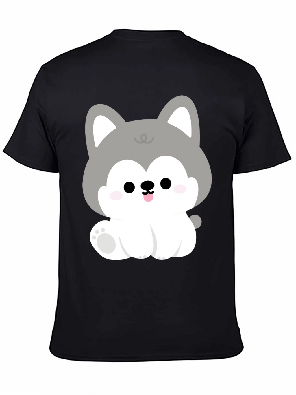 Cute Cartoon Puppy Graphic Black T-Shirt