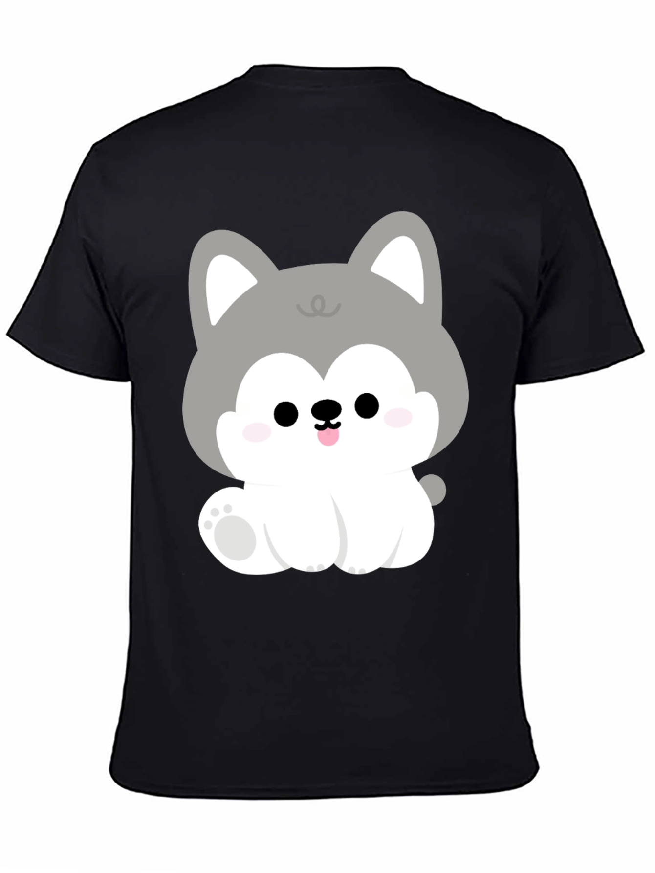 Cute Cartoon Puppy Graphic Black T-Shirt