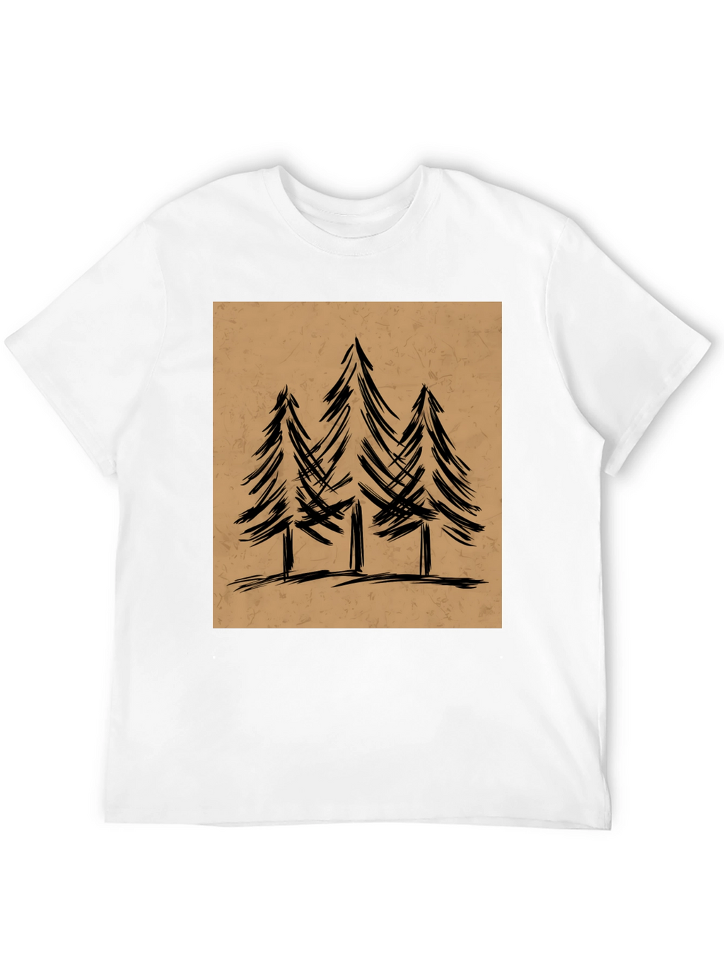 Mens Black Graphic Tee - Forest Tree Design