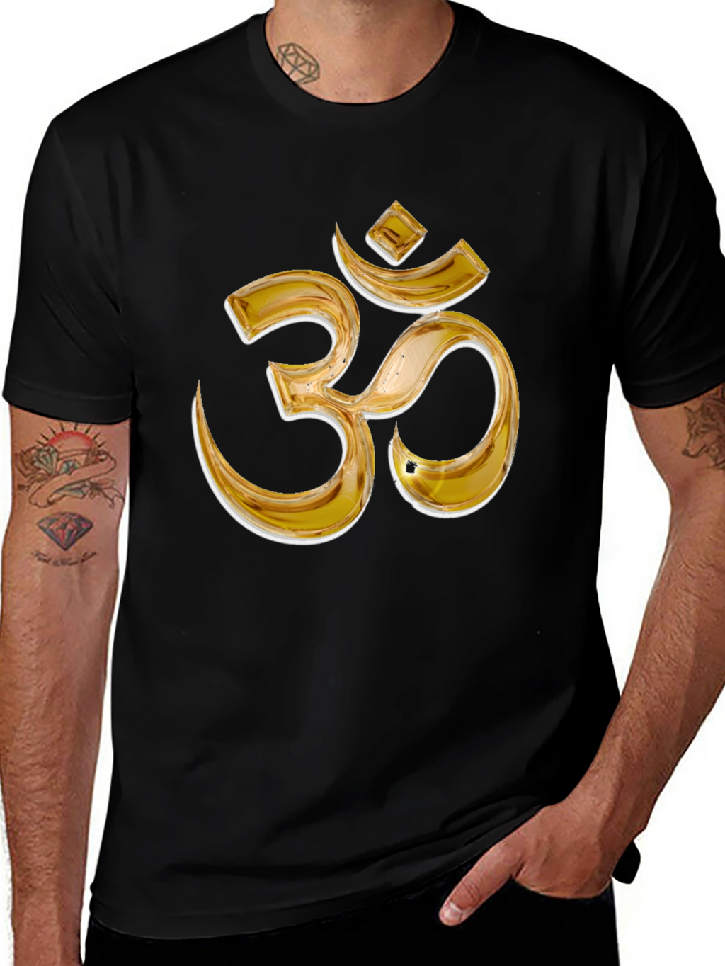 Om Symbol Graphic Tee - Black Cotton Blend