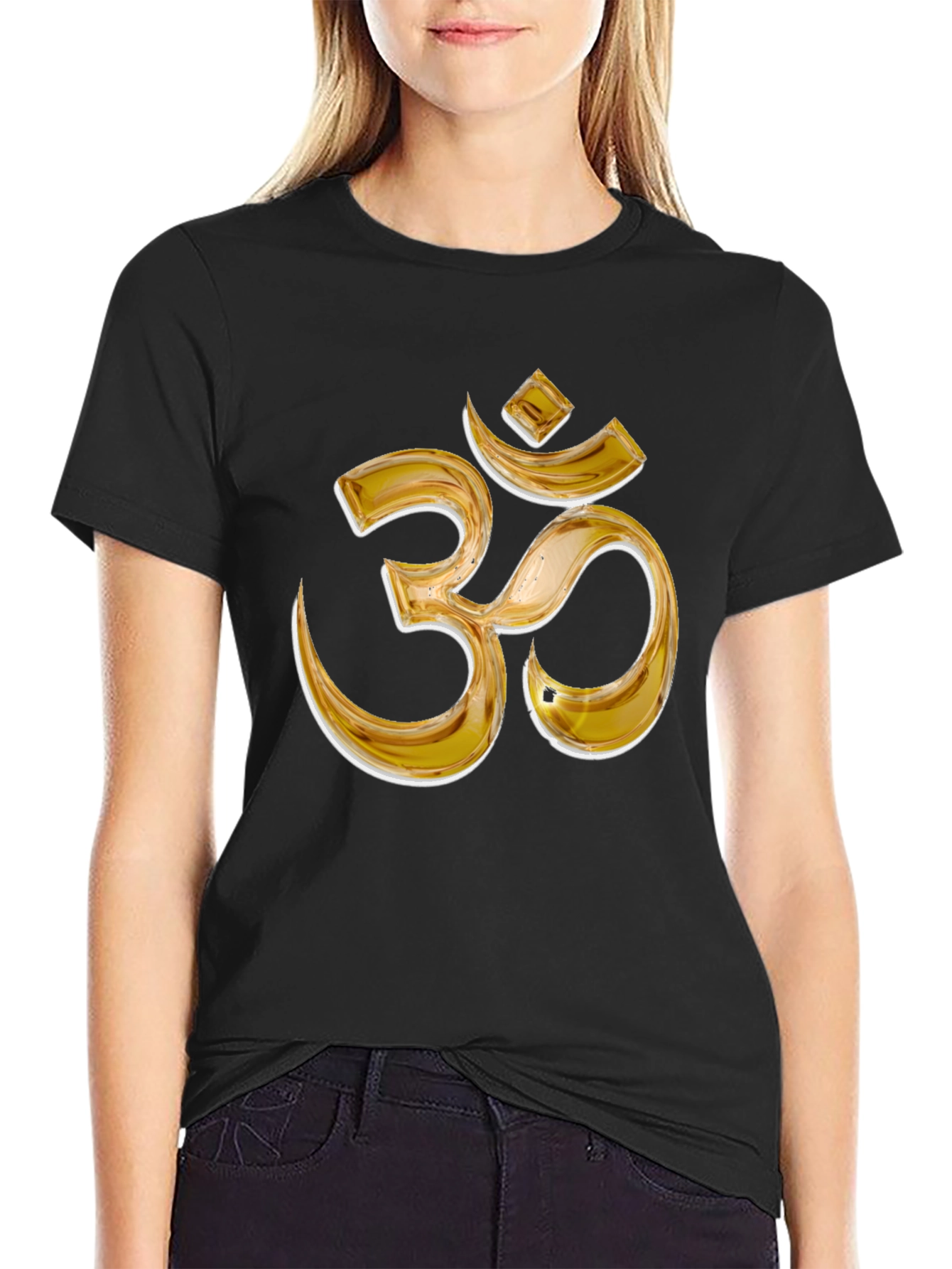 Om Symbol Graphic Tee - Black Cotton Blend