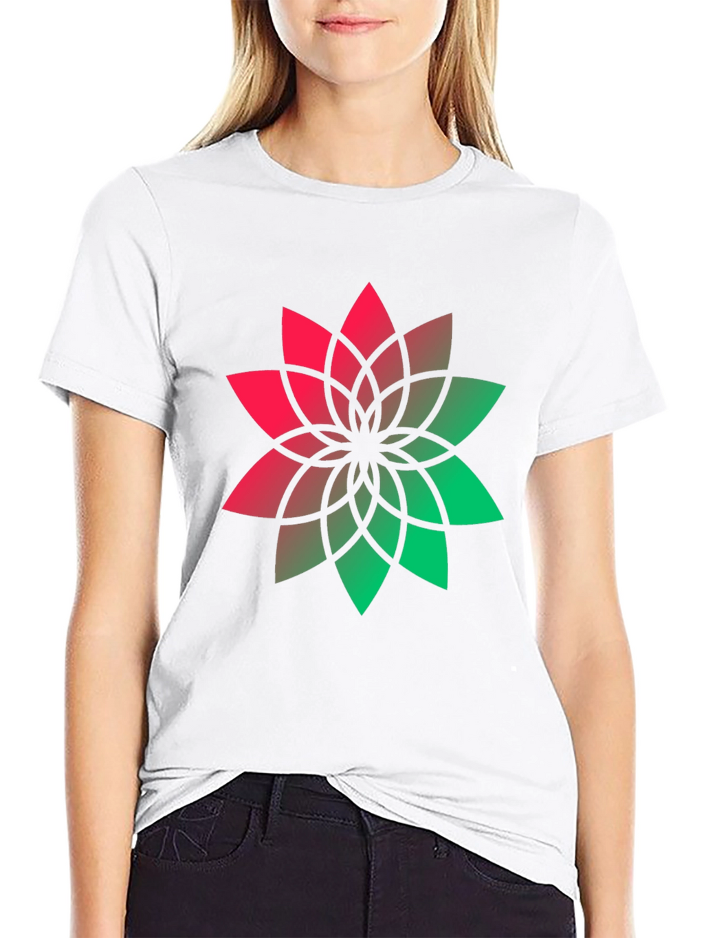 Geometric Flower Graphic Tee - Modern Style