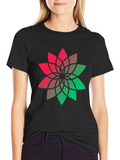 Geometric Flower Graphic Tee - Modern Style