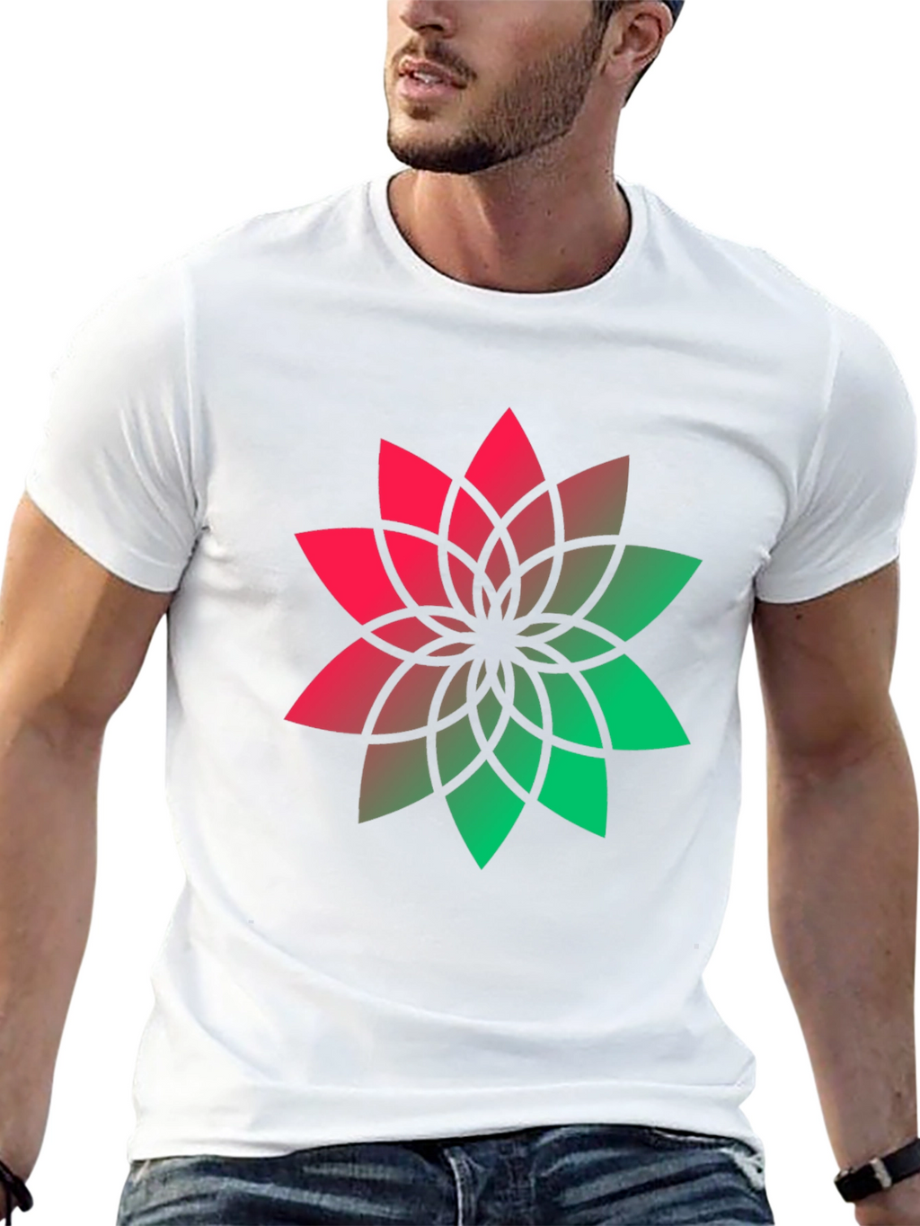 Geometric Flower Graphic Tee - Modern Style