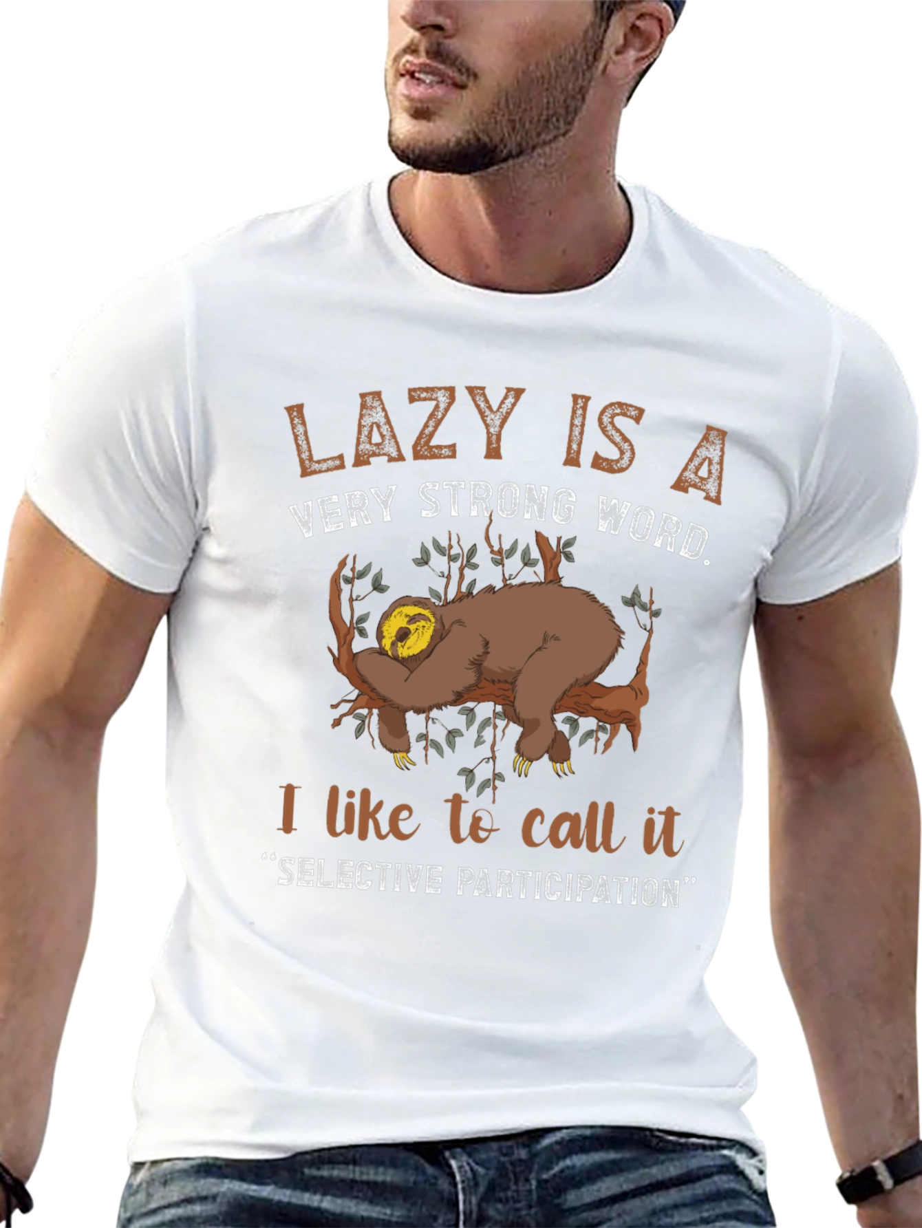 Lazy Sloth Graphic T-Shirt: Selective Participation