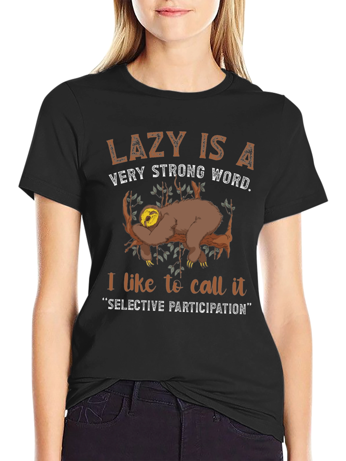 Lazy Sloth Graphic T-Shirt: Selective Participation