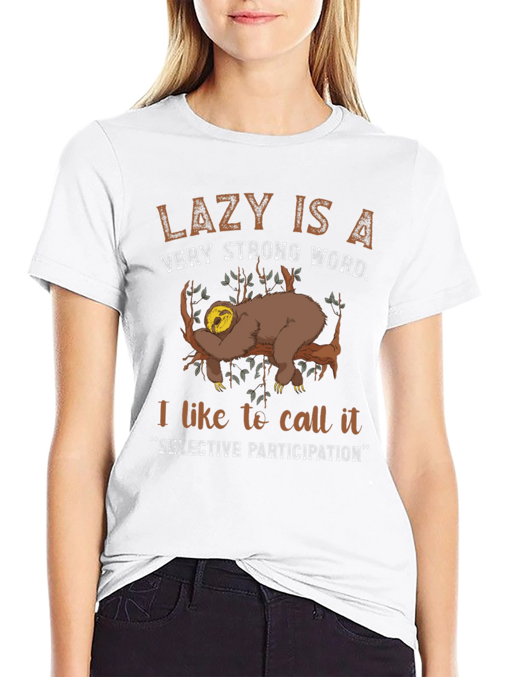 Lazy Sloth Graphic T-Shirt: Selective Participation