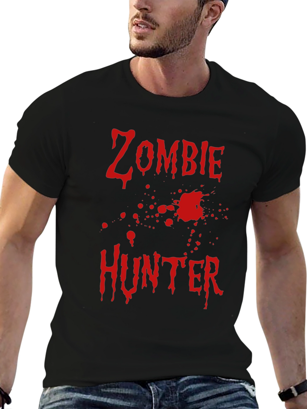 Zombie Hunter T-Shirt - Black Cotton Graphic Tee