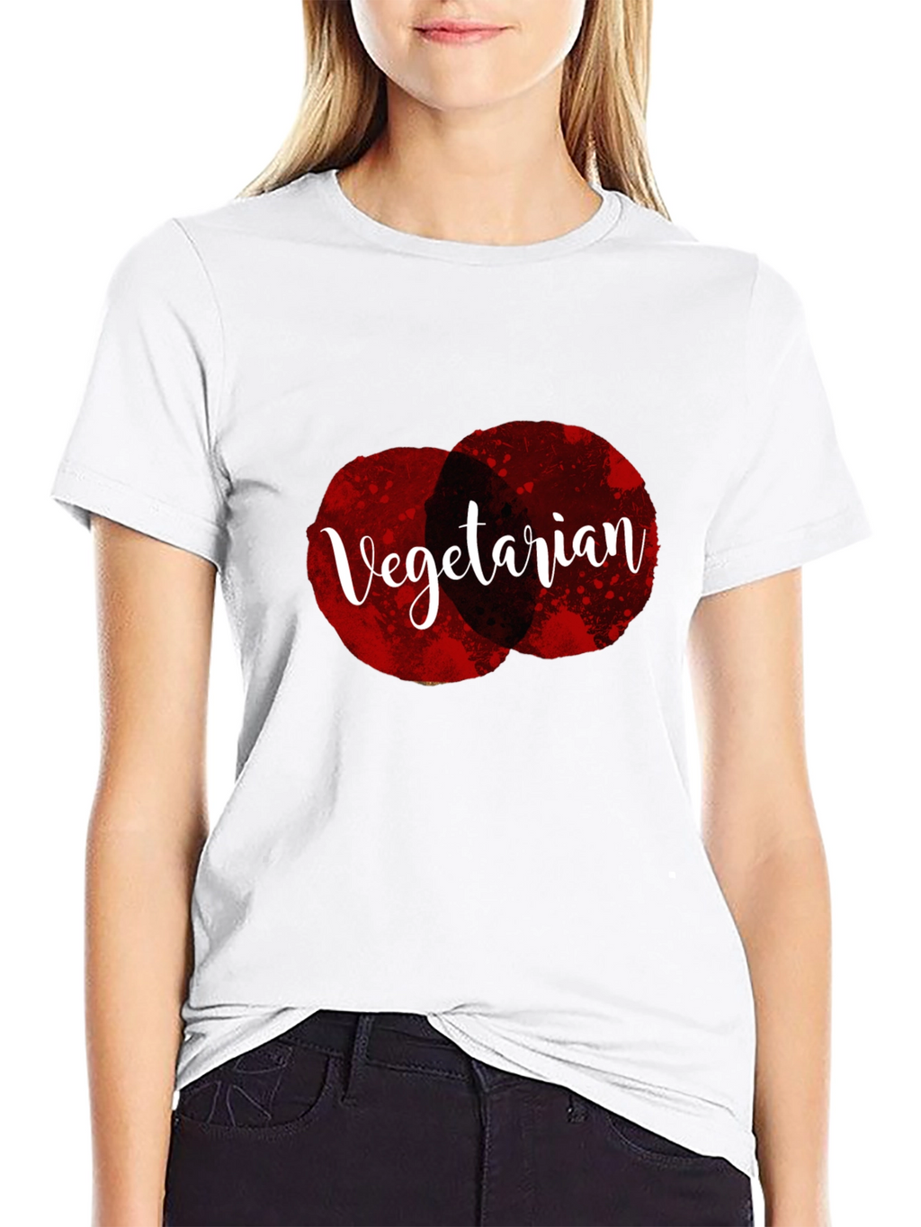 Vegetarian Graphic Tee - Black Cotton Casual T-Shirt