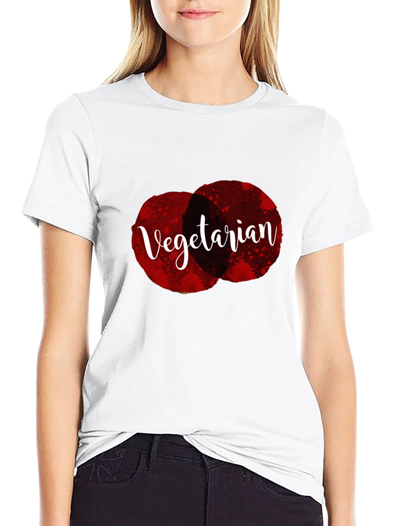 Vegetarian Graphic Tee - Black Cotton Casual T-Shirt