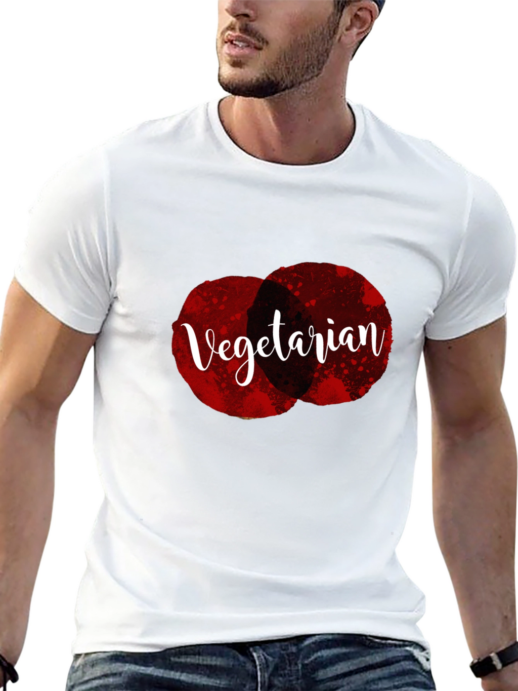 Vegetarian Graphic Tee - Black Cotton Casual T-Shirt