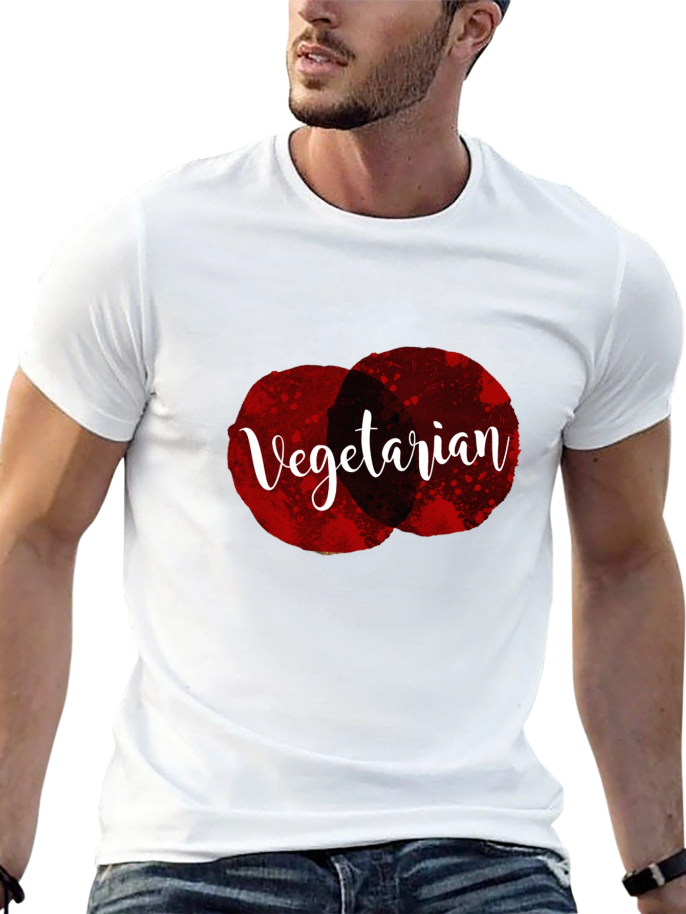 Vegetarian Graphic Tee - Black Cotton Casual T-Shirt