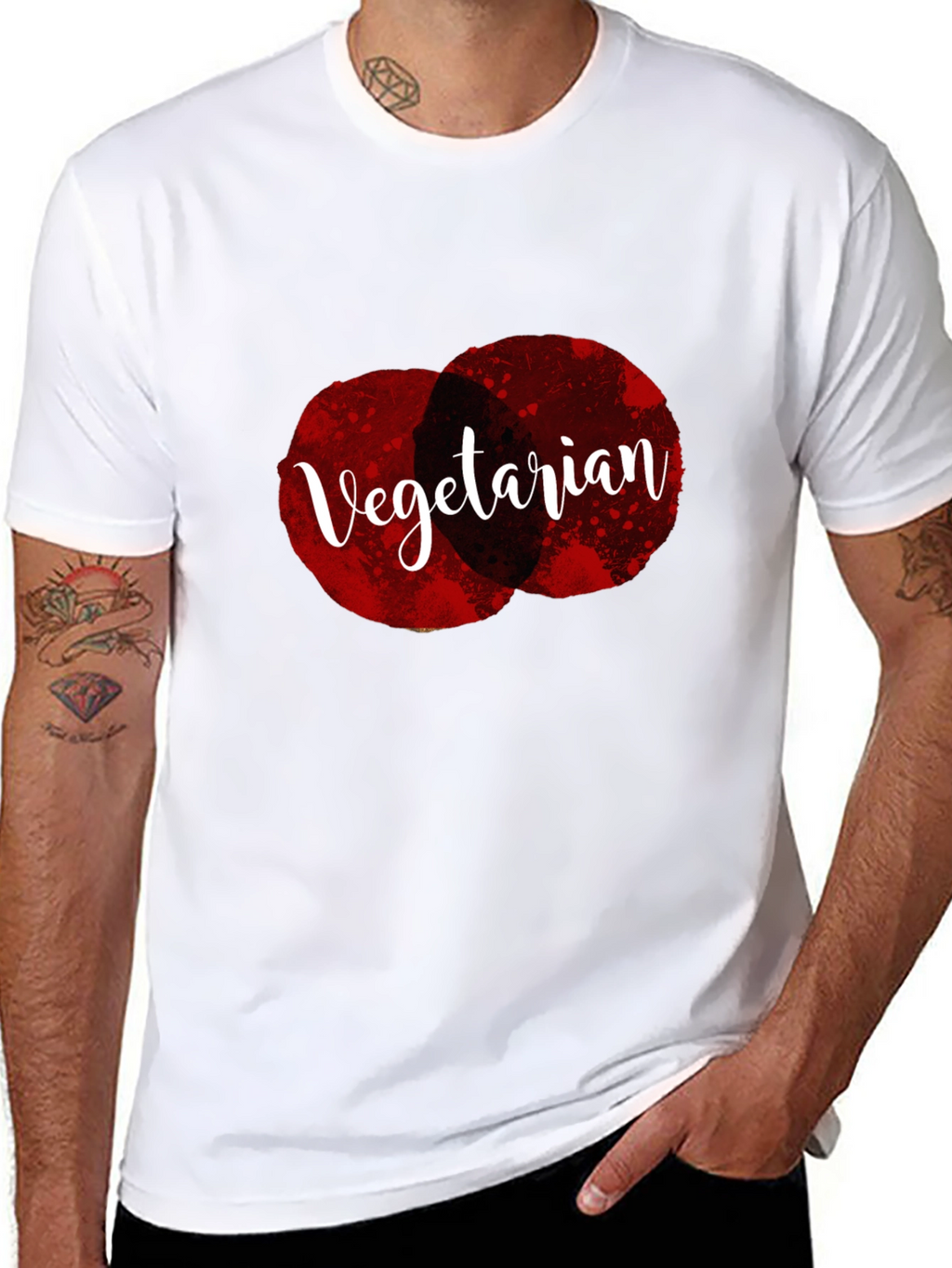 Vegetarian Graphic Tee - Black Cotton Casual T-Shirt