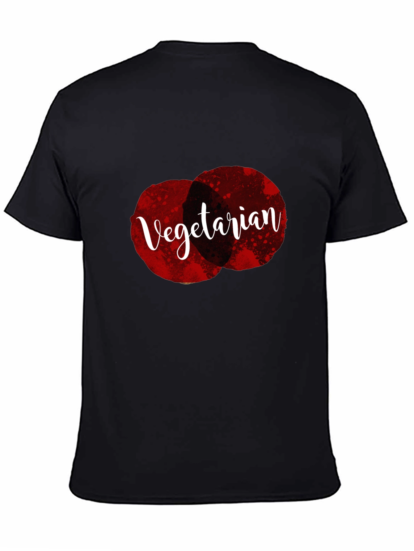 Vegetarian Graphic Tee - Black Cotton Casual T-Shirt