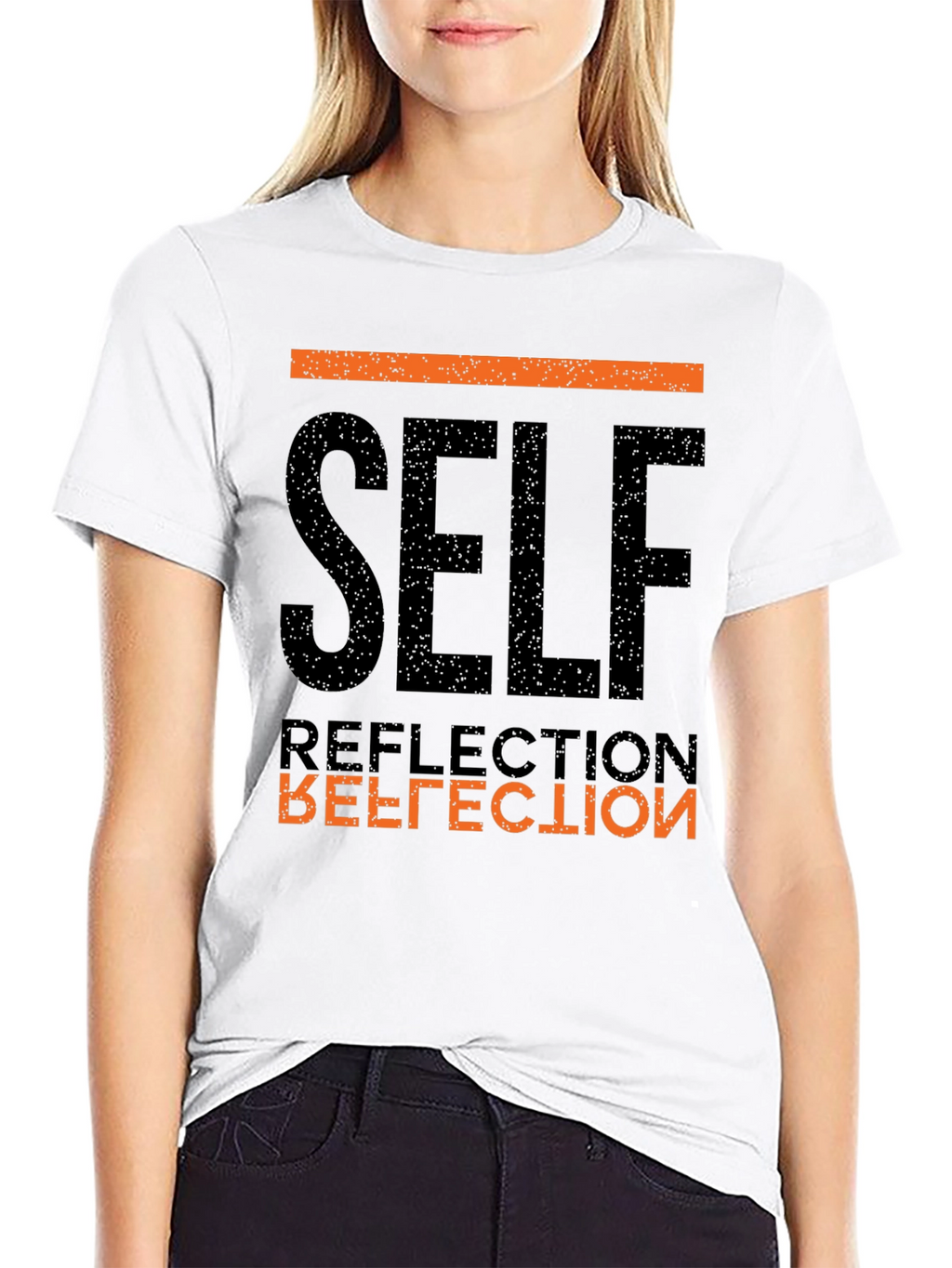 Self Reflection Graphic Tee - Black Cotton T-Shirt