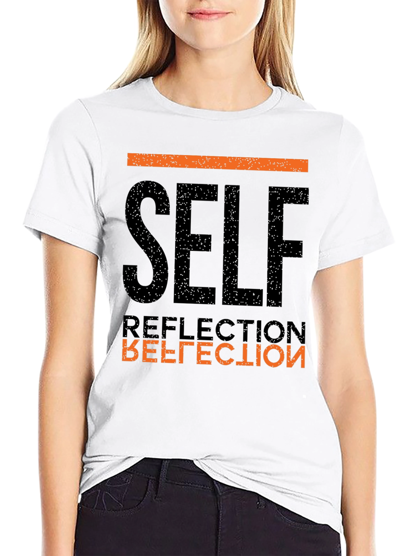 Self Reflection Graphic Tee - Black Cotton T-Shirt