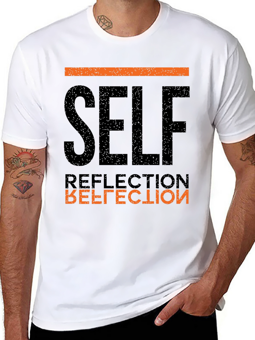 Self Reflection Graphic Tee - Black Cotton T-Shirt