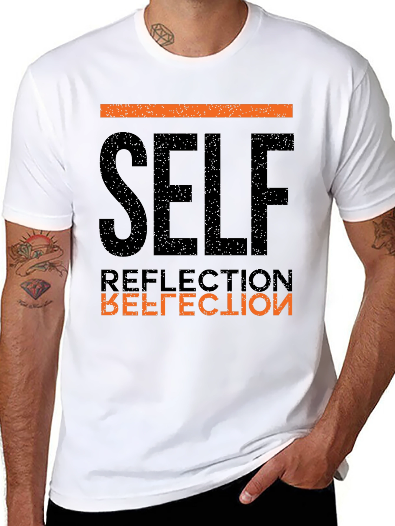 Self Reflection Graphic Tee - Black Cotton T-Shirt