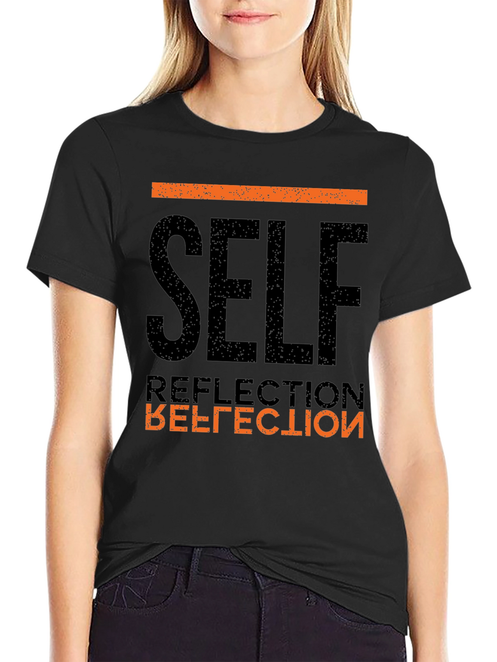 Self Reflection Graphic Tee - Black Cotton T-Shirt