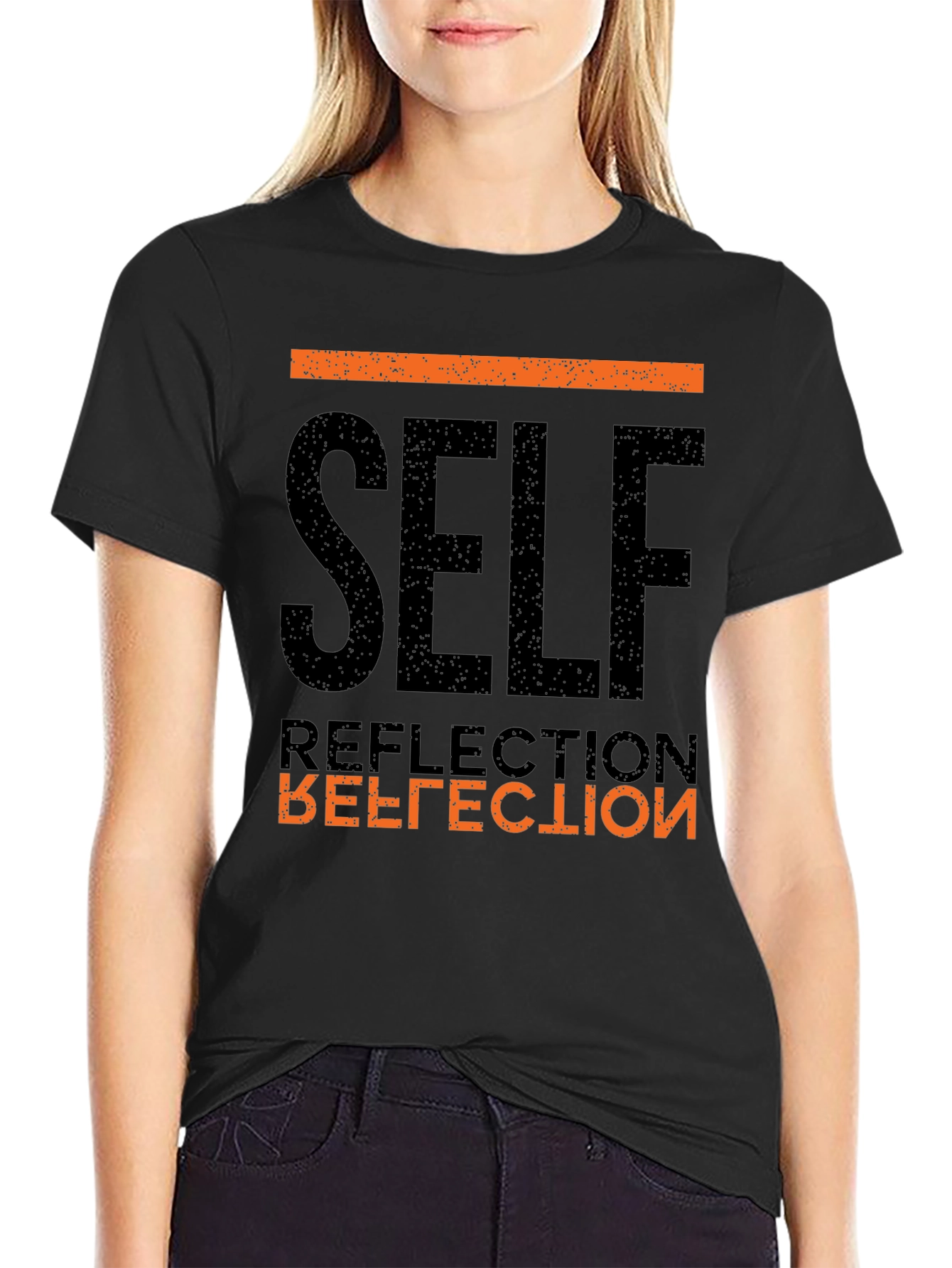 Self Reflection Graphic Tee - Black Cotton T-Shirt