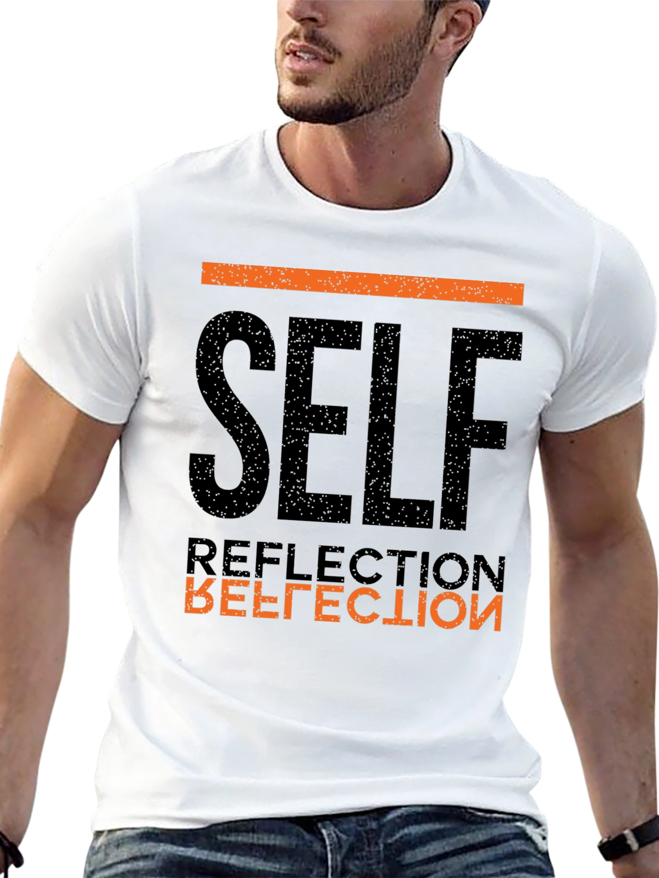 Self Reflection Graphic Tee - Black Cotton T-Shirt