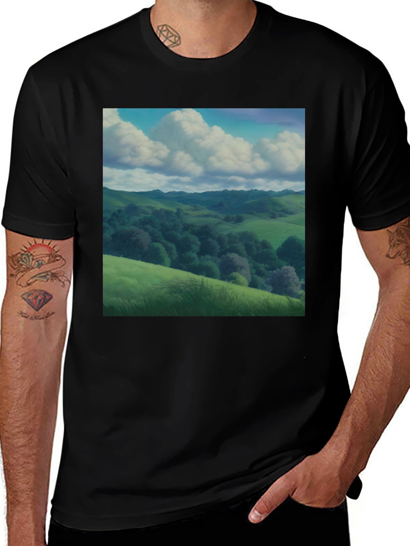 Nature Landscape Black T-Shirt