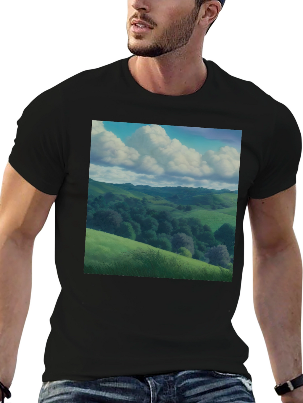 Nature Landscape Black T-Shirt
