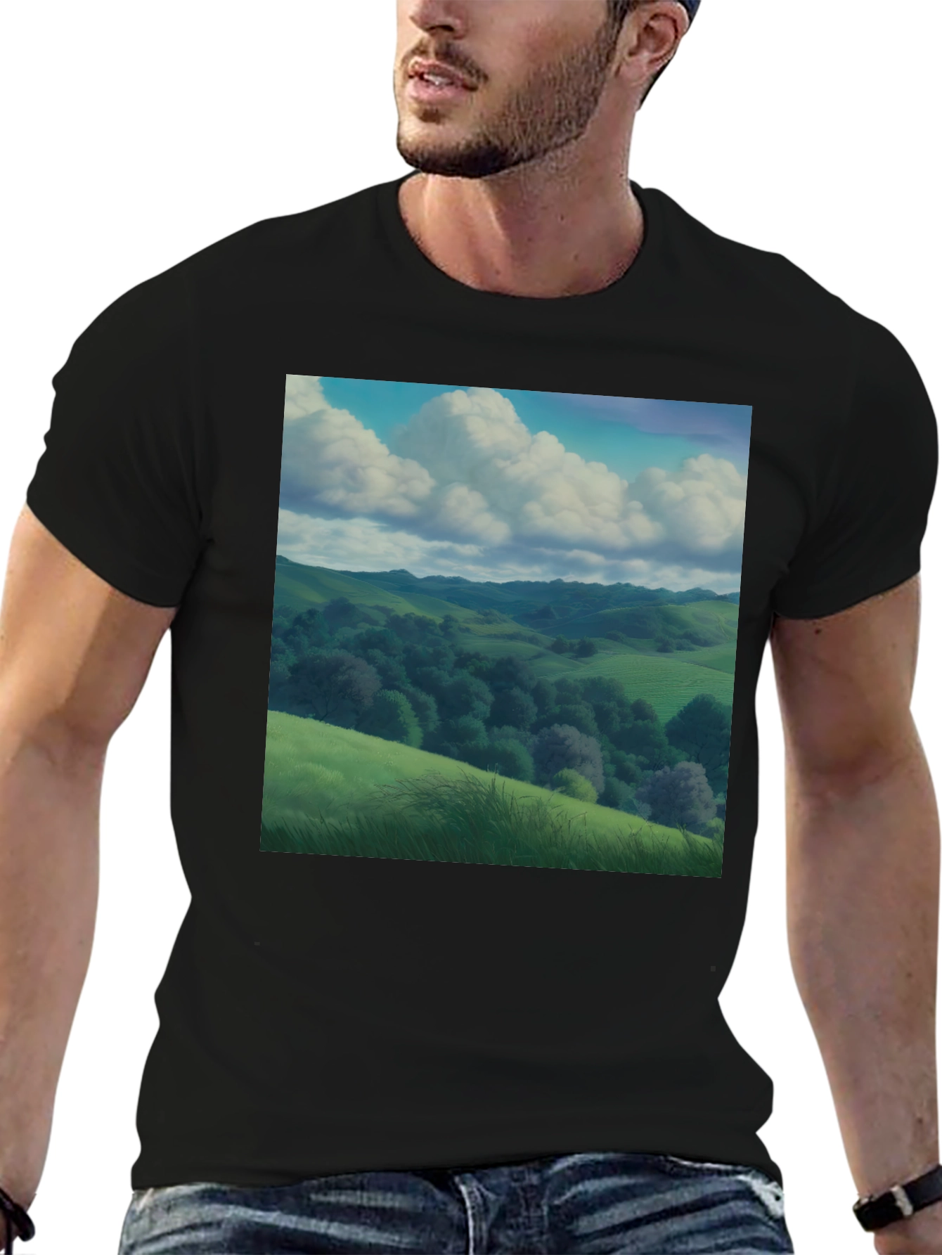 Nature Landscape Black T-Shirt