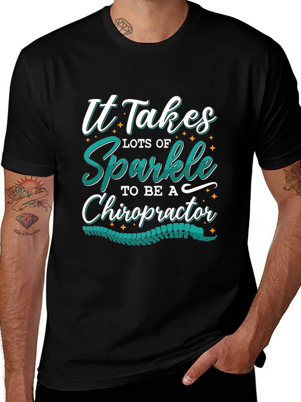 Sparkle Chiropractor T-Shirt - Black Graphic Tee