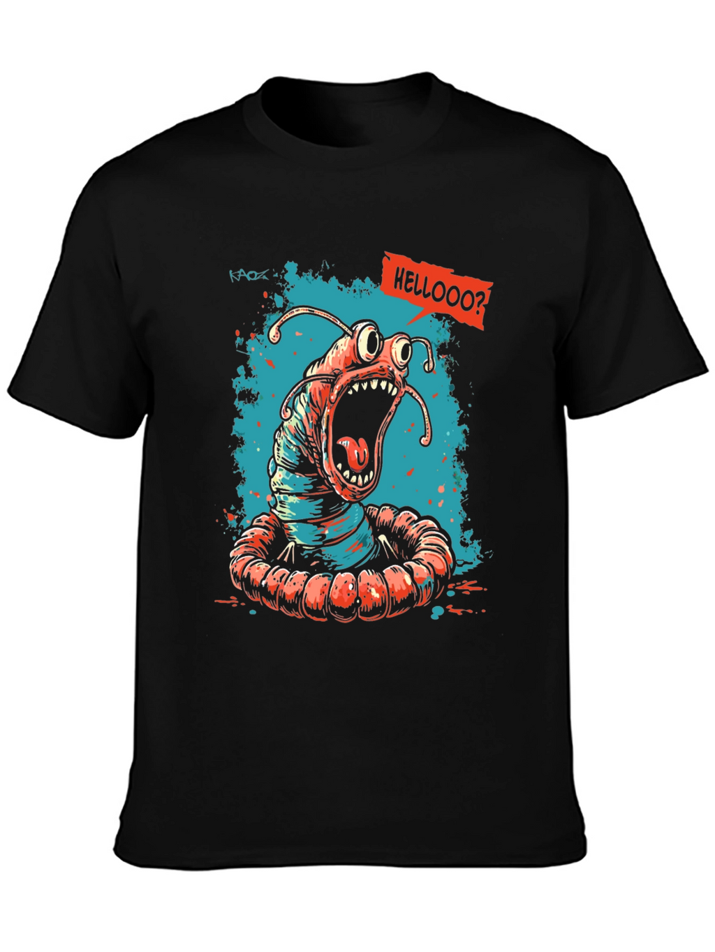 Screaming Worm Graphic Tee - Black Cotton T-Shirt