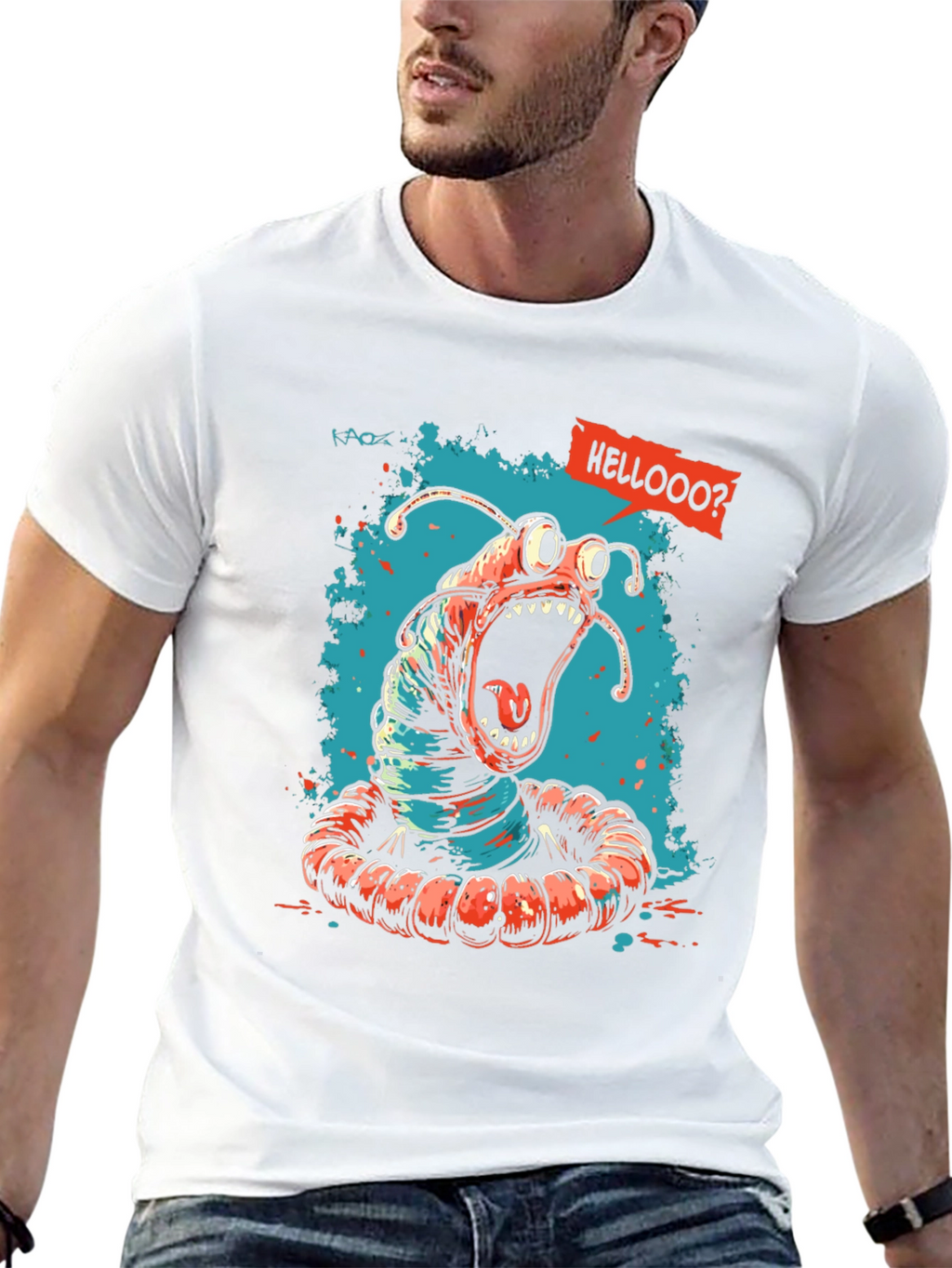 Screaming Worm Graphic Tee - Black Cotton T-Shirt