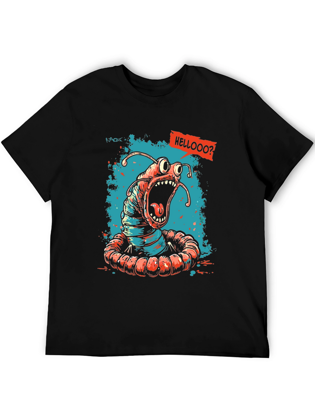 Screaming Worm Graphic Tee - Black Cotton T-Shirt