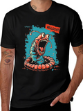 Screaming Worm Graphic Tee - Black Cotton T-Shirt