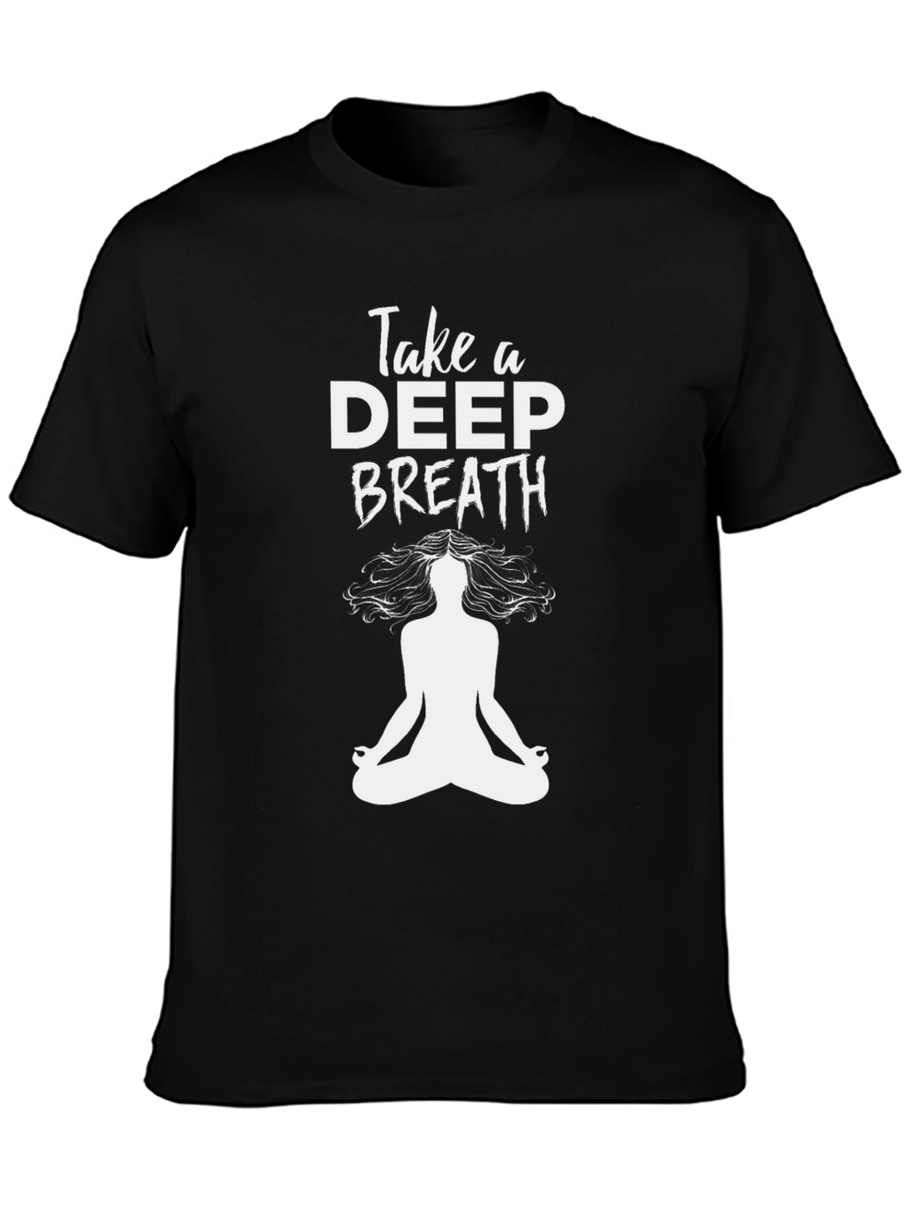 Breathe Easy Black T-Shirt Meditation Design