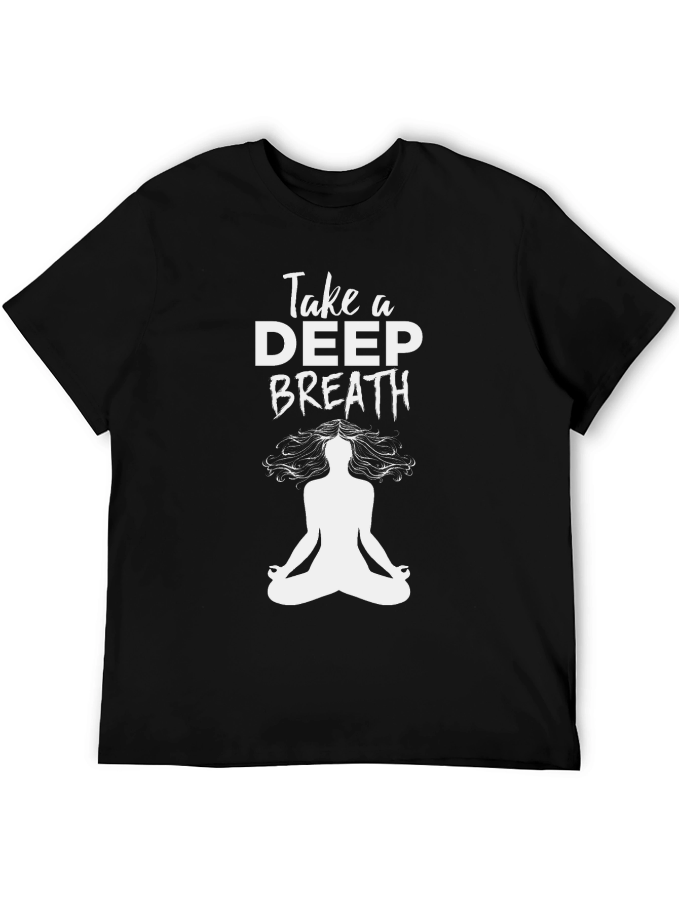 Breathe Easy Black T-Shirt Meditation Design