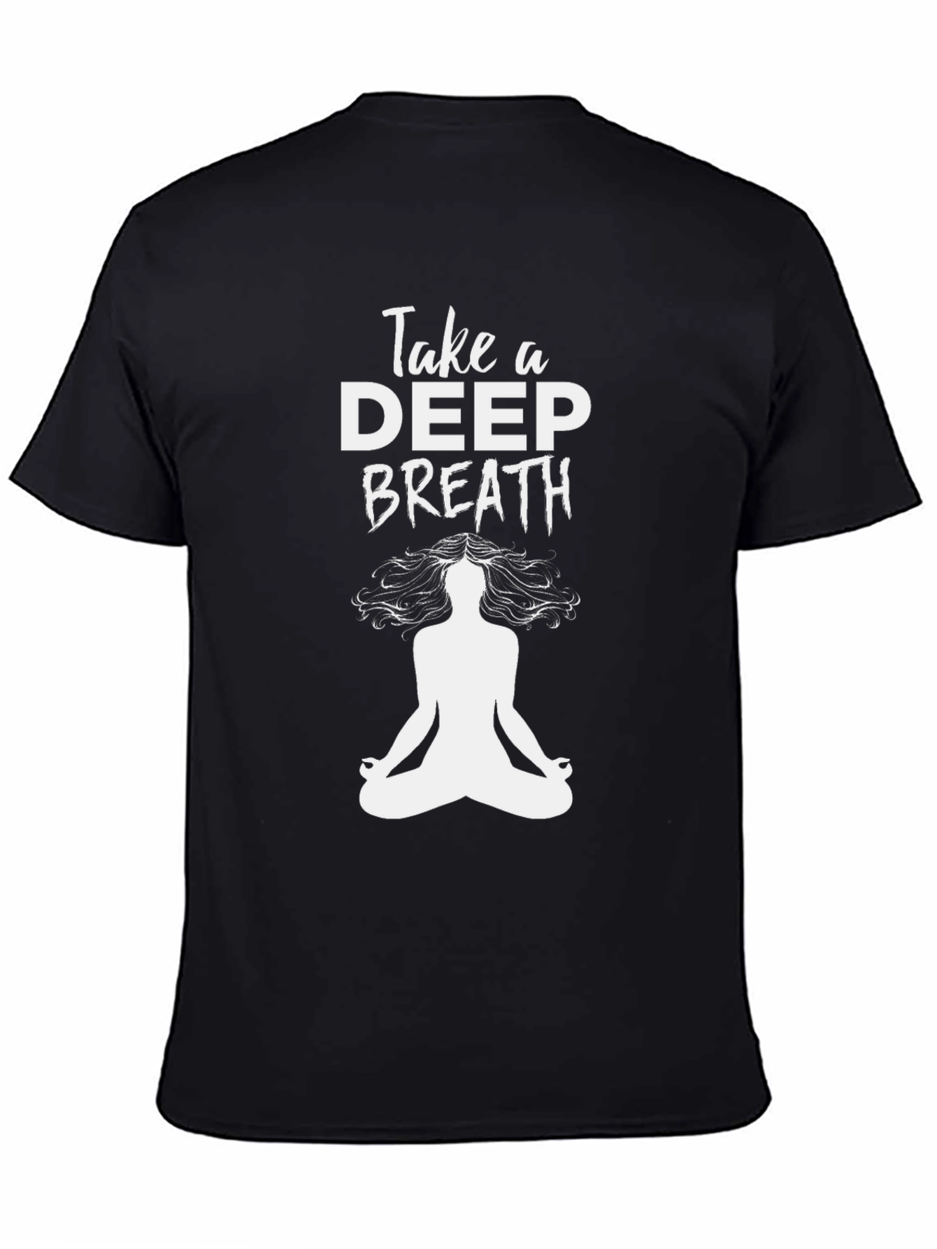 Breathe Easy Black T-Shirt Meditation Design