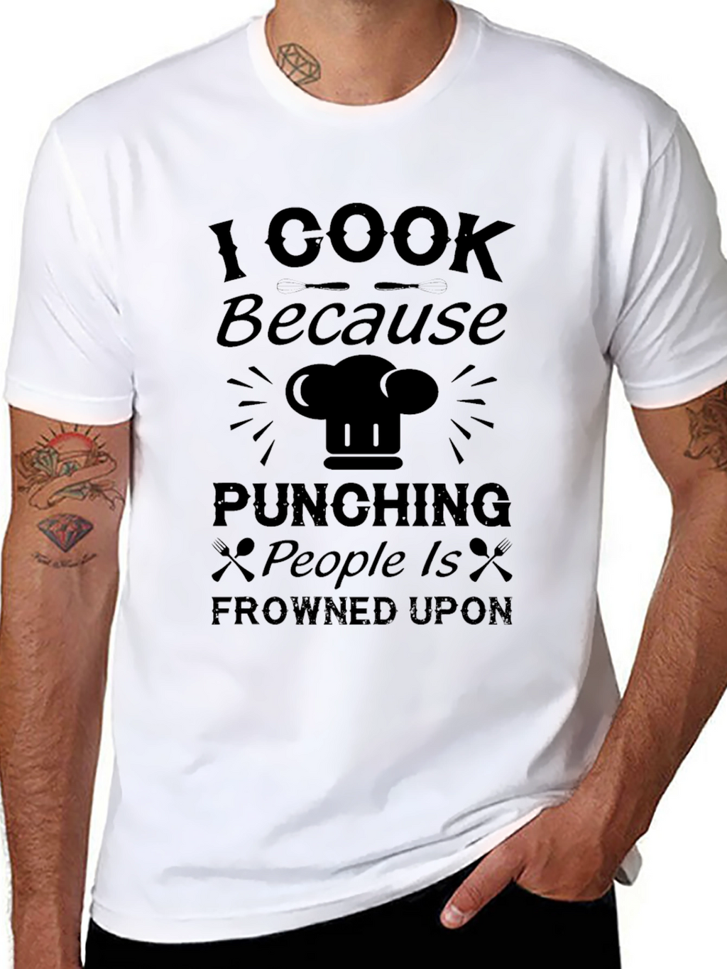 I Cook Because Punching People Is Frowned Upon T-Shirt